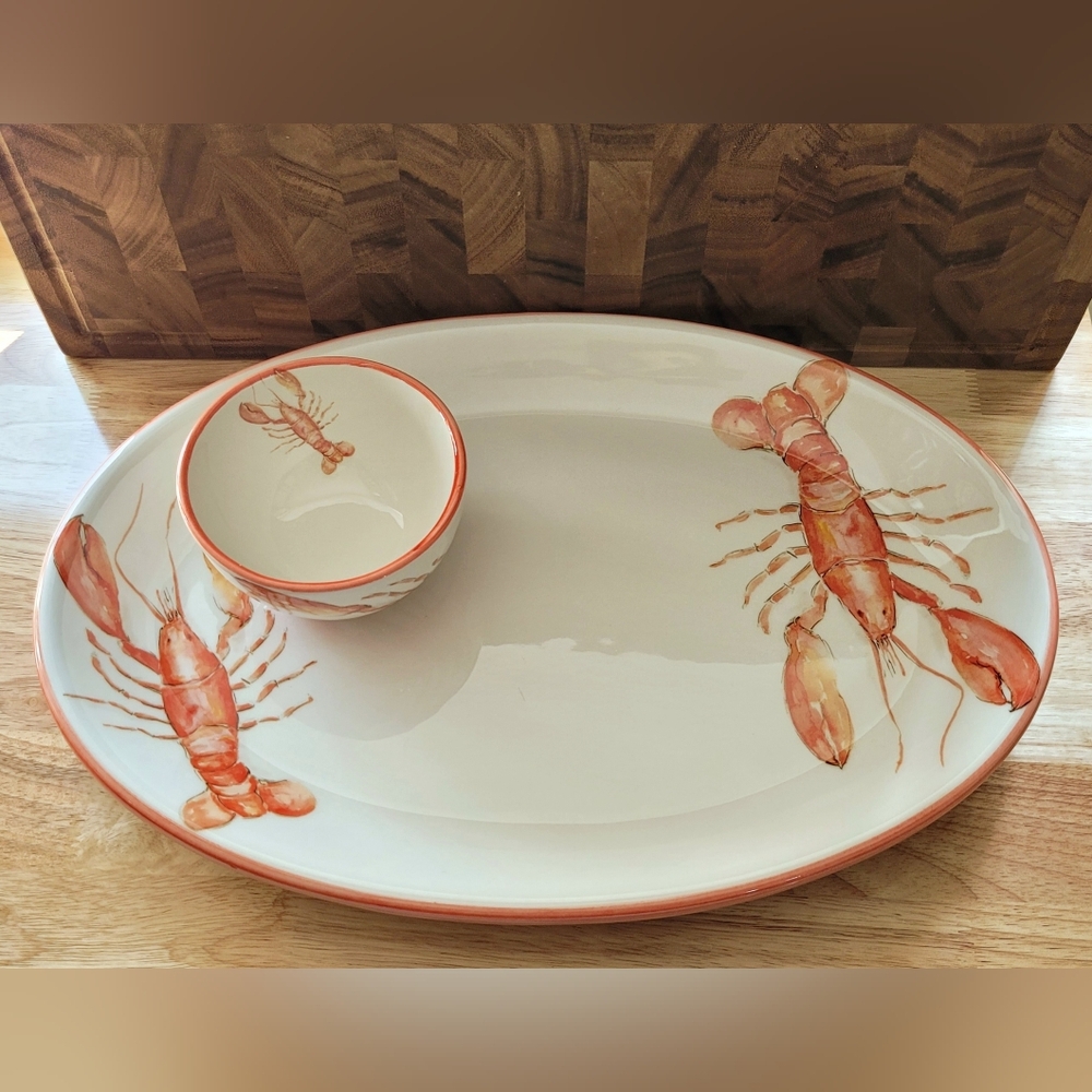 Abbiamo Tutto Oval Platter with Dipping Bowl / Lobster